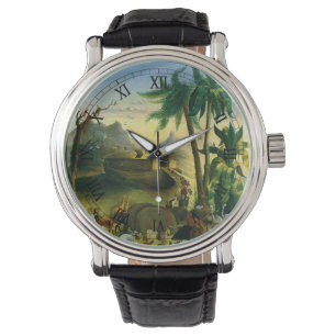 Vintage Victoriaanse Folk Art, Noah's Ark van Hidl Horloge