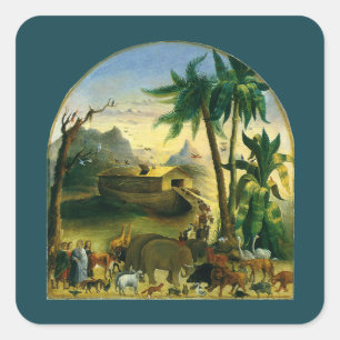 Vintage Victoriaanse Folk Art, Noah's Ark van Hidl Vierkante Sticker