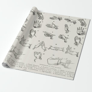 Vintage Victoriaanse gebarentaal handgebaren kunst Cadeaupapier