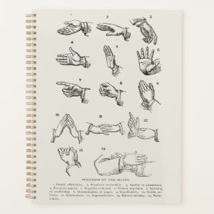 Vintage Victoriaanse gebarentaal handgebaren kunst Planner