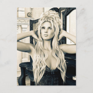 Vintage Victoriaanse Glamour Portretkunst Briefkaart
