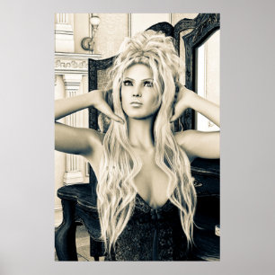 Vintage Victoriaanse Glamour Portretkunst Poster