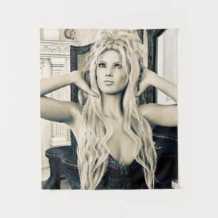 Vintage Victoriaanse Glamour Portretkunst Wandkleed