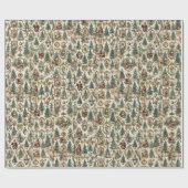 Vintage Victoriaanse Kerst Collage | Retro Kerstma Cadeaupapier (Vlak)