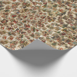 Vintage Victoriaanse Kerst Collage | Retro Vakanti Cadeaupapier