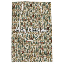Vintage Victoriaanse Kerstcollage | Retro Kerstman Medium Cadeauzakje