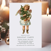 Vintage Victoriaanse Kerstengel Feest Kaart