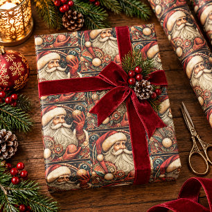 Vintage Victoriaanse Kerstman Ouderwets  Cadeaupapier