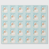 Vintage Victoriaanse Kerstman Turquoise Cadeaupapier (Vlak)