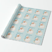 Vintage Victoriaanse Kerstman Turquoise Cadeaupapier (Uitgerold)