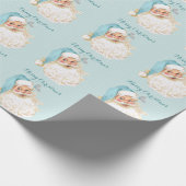 Vintage Victoriaanse Kerstman Turquoise Cadeaupapier (Hoek)