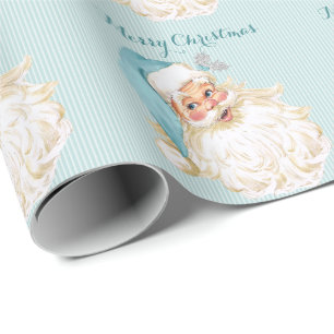 Vintage Victoriaanse Kerstman Turquoise Cadeaupapier