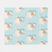 Vintage Victoriaanse Kerstman Turquoise Fleece Deken (Voorkant (Horizontaal))