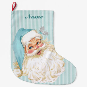 Vintage Victoriaanse Kerstman Turquoise Grote Kerstsok