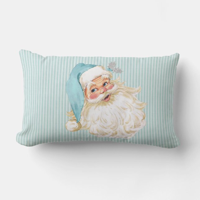Vintage Victoriaanse Kerstman Turquoise Kussen (Voorkant)