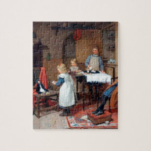 Vintage Victoriaanse kinder theepartij sfeervol Legpuzzel