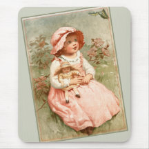 Vintage Victoriaanse meisje met pop vlinders salie