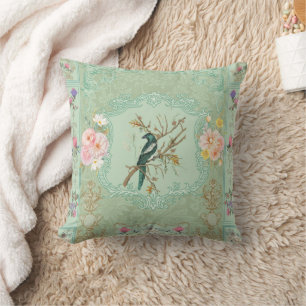 Vintage Victoriaanse Pastel Bloemrijke Rococo Schi Kussen