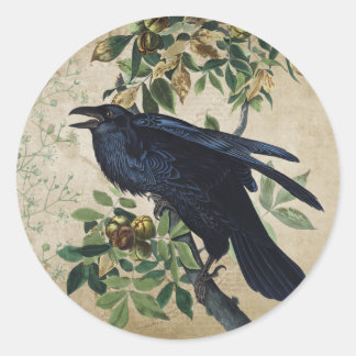 Vintage Victoriaanse Raaf Decoupage - Gotisch Rijk Ronde Sticker