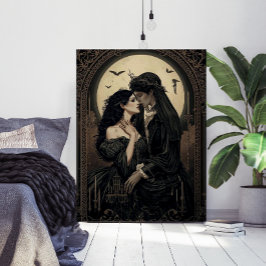 Vintage Victoriaanse Romantische Maanlicht Kunst Poster