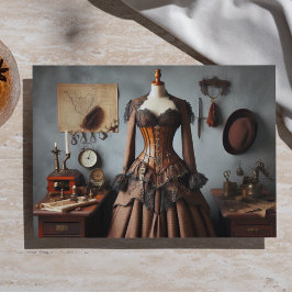 Vintage Victoriaanse Steampunk Damesdetective Jurk Tissuepapier