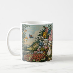 Vintage Victoriaanse Stillevens met Bloemen en Fru Koffiemok