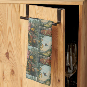 Vintage Victoriaanse Stillevens met Bloemen en Fru Theedoek