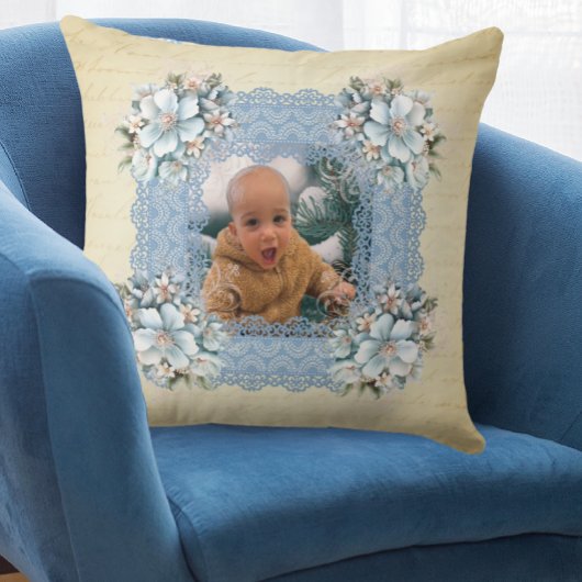 Vintage Victoriaanse vervaagde letters foto geheug Kussen