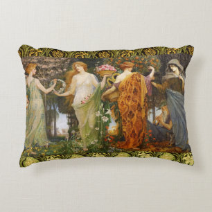 Vintage Victoriaanse Vier Seizoenen Godin Bloemsch Accent Kussen