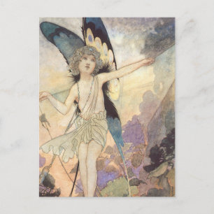 Vintage Victoriaanse vlinderfee door Robinson Briefkaart