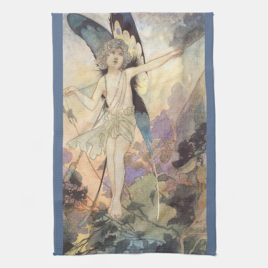 Vintage Victoriaanse vlinderfee van Robinson Theedoek (Verticaal)