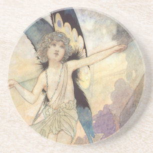 Vintage Victoriaanse vlinderfee van Robinson Zandsteen Onderzetter