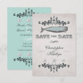 Vintage Victoriaanse Walvisstrand Bruiloft Save The Date (Voorkant / Achterkant)