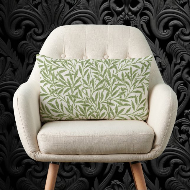 Vintage Victoriaanse Wilgenbladeren van William Mo Kussen (Vintage Victorian Willow Leaves by William Morris Lumbar Pillow)