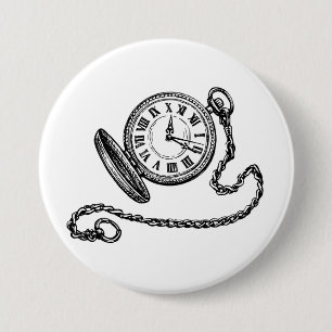 Vintage Victoriaanse zakhorloge lijnkunst Ronde Button 7,6 Cm