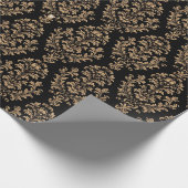 Vintage Victorian  Black Gold Damask Pattern Cadeaupapier (Hoek)