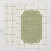 Vintage Victorian Botanical Stripes Birthday Kaart (Voorkant / Achterkant)