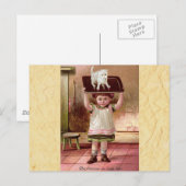 Vintage Victorian Christmas Cat on Tea Tray 1880s Feestdagenkaart (Voorkant / Achterkant)