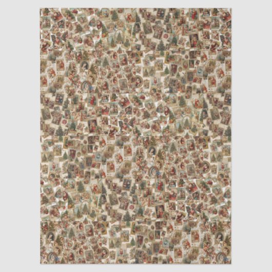 Vintage Victorian Christmas Collage Retro Holiday Tissuepapier (Voorkant)