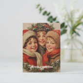 Vintage Victorian Christmas Postcard Briefkaart (Staand voorkant)