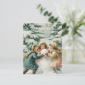 Vintage Victorian Christmas Postcard Briefkaart (Staand voorkant)