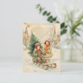 Vintage Victorian Christmas Postcard Briefkaart (Staand voorkant)