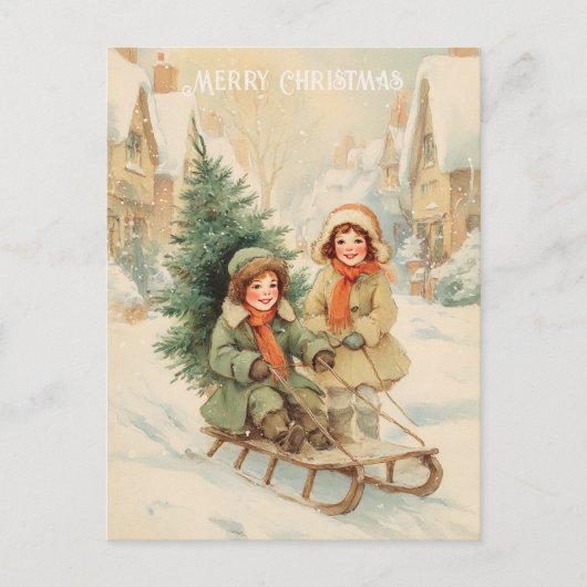 Vintage Victorian Christmas Postcard Briefkaart (Voorkant)