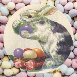 Vintage Victorian Easter Bunny and Easter Eggs Ronde Sticker