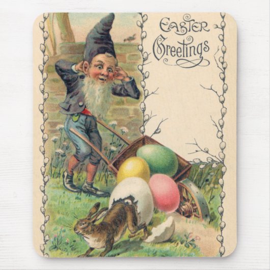 Vintage Victorian Easter Greetings with Gnome Muismat (Voorkant)