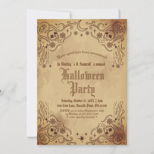 Vintage Victorian Gothic Creepy Halloween Party Kaart (Voorkant)