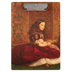 Vintage Victorian Meisje in het Rood door Millais Klembord
