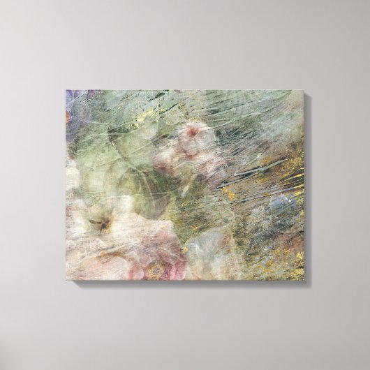 Vintage Victorian Oil Canvas Pink Purple Floral Afdruk (Voorkant)