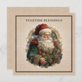 Vintage Victorian Santa Burlap Luxury Feestdagenkaart (Voorkant / Achterkant)