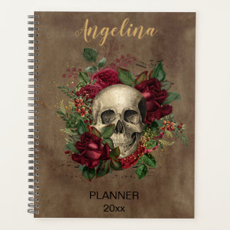 Vintage Victorian Skull Roses Planner
